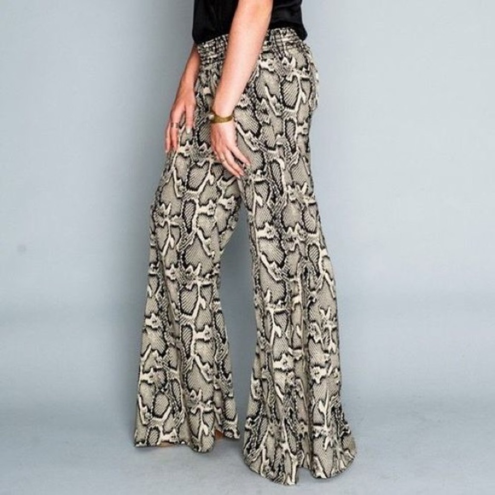 SHOW ME YOUR MUMU Snakeskin Flare Palazzo Pants L